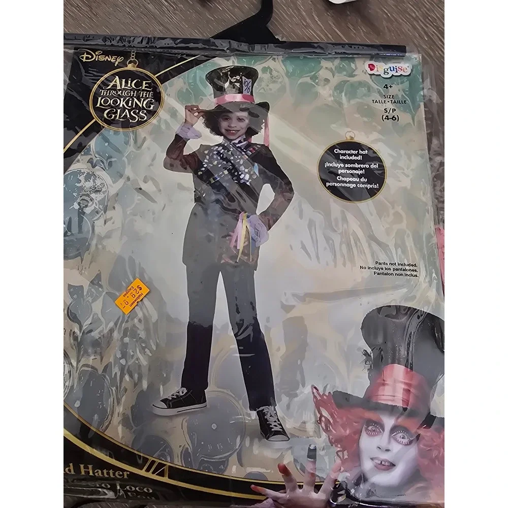 Disney Alice Through Looking Glass Mad Hatter Costume Kids Size 4-6 Disguise NEW